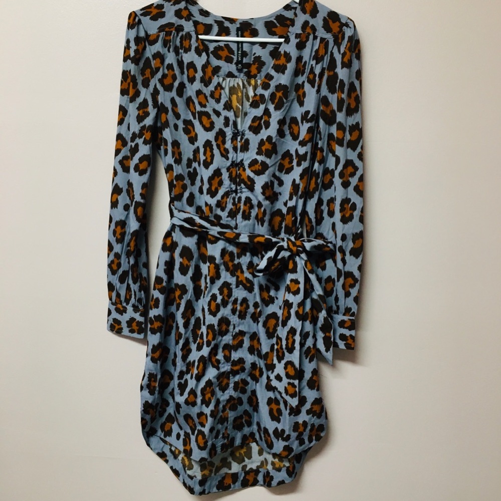 W118 by Walter Baker Blue Leopard Silk Dress